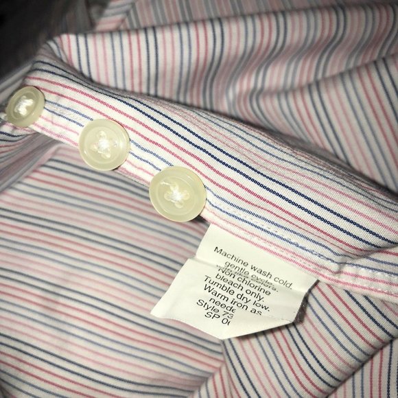 J. Crew Button Up Shirt Mens Size M Blue Red White Pink Stripe LS Tailored Fit - Picture 3 of 5